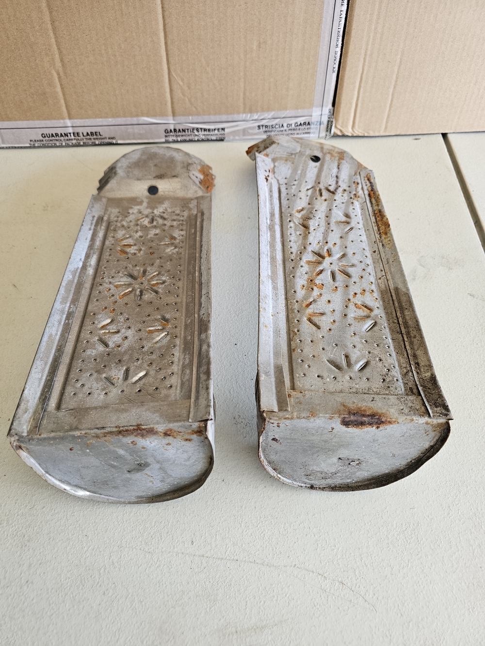 Pair of Vintage Metal Wall Sconces - Rustic Gray - Picture 5 of 8